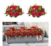 VEVOR Bouquet di Fiori Artificiali, 10 Pezzi, Diametro 24 cm, Centrotavola di Rose per Matrimonio, Composizioni Floreali Finte per Cerimonie, Ricevimenti, Decorazioni per Esterni, Rossa