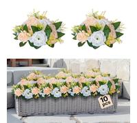 VEVOR Bouquet di Fiori Artificiali, 10 Pezzi, Diametro 24 cm, Centrotavola di Rose per Matrimonio, Composizioni Floreali Finte per Cerimonie, Ricevimenti, Decorazioni per Esterni, Bianche e Champagne
