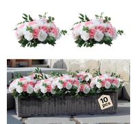 VEVOR Bouquet di Fiori Artificiali, 10 Pezzi, Diametro 45 cm, Centrotavola di Rose per Matrimonio, Composizioni Floreali Finte per Cerimonie, Ricevimenti, Decorazioni per Esterni, Bianco e Rosa