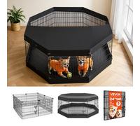 VEVOR Box per Cani 61 cm 8 Pannelli Copertura Superiore e Base Imbottita, Gabbia Pieghevole in Metallo con Porta, Colore Nero, per Esercizio Cuccioli e Recinzione Animali Domestici di Piccola Taglia