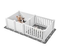 VEVOR Box per Cani Cuccioli 186,5x97x50 cm, Recinto per Parto di Cane in Plastica con Porta Rimovibile, Recinzione per Cuccioli con Tappetino Impermeabile, Facile da Pulire