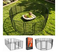 VEVOR Box per Cani da 102 cm 16 Pannelli Pieghevole in Metallo Colore Nero, Recinzione Portatile Uso Interno Esterno con Porta, per per Animali Domestici di Taglia Grande Piccola Campeggio Giardino