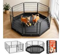 VEVOR Box per Cani da 61 cm 8 Pannelli Pieghevole con Base Imbottita Nero | Gabbia Metallica per Interni con Porta, per Delimitazione Recinzione Esercizio Cuccioli e Altri Animali Domestici Piccoli