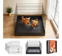 VEVOR Box per Cani da 61 cm a 4 Pannelli Pieghevole con Base Imbottita, Recinzione Metallica per Interni con Porta, Colore Nero, Uso Domestico Allenamento Cuccioli e Altri Animali di Piccola Taglia