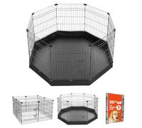 VEVOR Box per Cani da 76 cm 8 Pannelli Pieghevole con Base Imbottita Nero | Recinzione Metallica per Uso Interno ed Esterno con Porta, per Esercizio Cuccioli Conigli e Altri Animali di Piccola Taglia