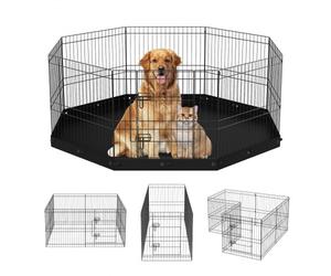 VEVOR Box per Cani Recinto per Cuccioli Coniglio Gatti Taglia Piccola e Media 8 Pannelli Pieghevoli Metallici 609,6x609,6 mm Uso Esterno Interno, Recinto di Gioco per Animali Domestici con Tappetino