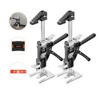 VEVOR Cric a Braccio per Risparmiare Lavoro, 2 PZ, Carico 200 kg Cric a Braccio in Metallo con Livella Magnetica, Sollevamento Fino a 165 mm, 2 Modalità di Regolazione, per Porte, Finestre, Nero