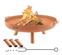 VEVOR Braciere Ciotola Rotonda in Acciaio al Carbonio del Fuoco per Giardino Campeggio Cortile Spiaggia Diametro 76cm, Ciotola 76cm del Braciere da Esterno in Acciaio Profondità 15cm per BBQ Campeggio