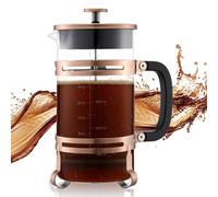 VEVOR Caffettiera a Pistone Francese, Caffettiera Francese French Press da 1 Litro in Vetro Borosilicato con Filtro in Acciaio Inox, per Caffè o Tè, Viaggio, Cucina, Ristorante, Colore di Rame