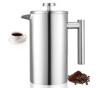 VEVOR Caffettiera a Pressa Francese, 1 L, in Acciaio Inox, con Filtro, Grande Caffettiera a Pressa Francese a Doppia Parete Isolata, per Infusione a Freddo, per Campeggio, Viaggi, Argento