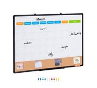 VEVOR Calendario Mensile Lavagna e Bacheca Combinati 900 x 600 x 13 mm Bacheca Magnetica 2 in 1, con Telaio in Alluminio, Cancellabile a Secco Montata a Parete, 2 kg Ideale per Scuola, Casa, Ufficio