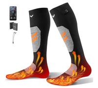 VEVOR Calze riscaldate, batteria 5000 mAh, calze riscaldanti ricaricabili con 4 livelli di riscaldamento, calze riscaldate elettriche con controllo app per uomini e donne, scaldapiedi per caccia