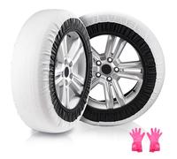 VEVOR Calzini da Neve Ispessiti per Pneumatici 400 x 440 mm Calzini per Pneumatici in Fibra di Poliestere con Fasce Elastiche, con Impugnatura per Neve per Auto, SUV, Camion (Confezione da 2) Taglia L