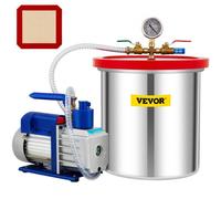 VEVOR Camera a Vuoto con Pompa 18,92 L Pompa per Vuoto Rotativa a Palette Monostadio 142 L/min Set di Utensili Pneumatici HVAC 110 V per Stabilizzare Legno, Siliconi Degasanti, Resine Epossidiche