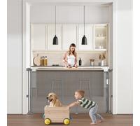 VEVOR Cancelletto di Sicurezza a Rete Retrattile Altezza 87 cm Estensibile max. 140 cm di Larghezza per Uso Domestico, Cancelletto a Casa Cancelletto a Rete per Scale Interne, Porte, Corridoi, Grigio