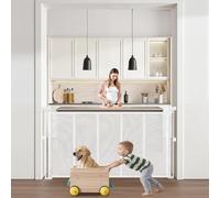 VEVOR Cancelletto di Sicurezza Retrattile per Casa Altezza 87 cm, Larghezza Estensibile Fino a 140 cm per Animali Domestici, Materiale a Rete Scale, Ingresso, Corridoi Soggiorno, Bianco