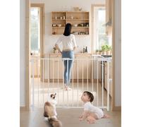 VEVOR Cancelletto per Bambini o Animali Domestici, Larghezza Regolabile da 75 a 109,2 cm, Cancelletto Alto 711 mm, Senza Barra di Soglia, Cancelletto con Viti, per Scale e Porte, Bianco