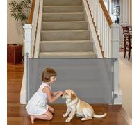 VEVOR Cancelletto Retrattile, Estensibile Fino a 1850 mm di Larghezza, 795 mm di Altezza, con Blocco di Sicurezza, Attraversabile Senza Inciampare, Cancelletto in Rete per Cani Scale, Grigio