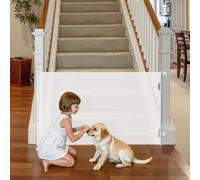 VEVOR Cancelletto Retrattile, Installazione Interna 1450 mm di Larghezza, 980 mm di Altezza, con Strisce in Fibra di Vetro Rinforzata, Impedisce che Si Infilino, Cancelletto in Rete per Cani, Bianco