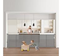 VEVOR Cancelletto Retrattile per Bambini, Alto 870 mm, Estensibile Fino a 2800 mm di Larghezza, per Bambini o Animali Domestici, Materiale a Rete, per Scale Interne, Porte, Sale Giochi, Grigio