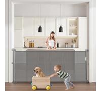 VEVOR Cancelletto Retrattile per Casa 870 mm di Altezza, Estensibile Fino a 1800 mm di Larghezza, Cancelletto di Sicurezza Retrattile per Animali Domestici, Materiale a Rete, Grigio