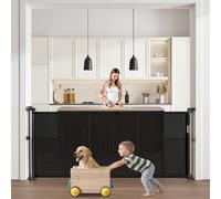VEVOR Cancelletto Retrattile per Casa 870 mm di Altezza, Estensibile Fino a 1800 mm di Larghezza, Cancelletto di Sicurezza Retrattile per Animali Domestici, Materiale a Rete, Nero