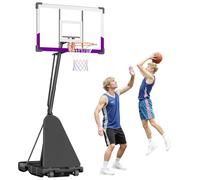 VEVOR Canestro da Basket Portatile, Altezza Massima 3,05 m, Regolabile Manualmente, Sistema da Basket con Tabellone in PC da 1219,2 mm, Set di Tabelloni per Sistema da Basket per Cortili, Scuole
