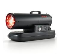 VEVOR Cannone Termico Diesel a Combustione Diretta con Termostato Nero, Riscaldatore a Cherosene ad Aria Forzata Potenza 20 kW, Riscaldamento Rapido, per Garage, Magazzino, Officina e Cantiere
