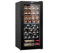 VEVOR Cantinetta per Vini Portabottiglie Capienza 32 Bottiglie, Frigo per Vini Doppia Zona Doppia Temperatura, Conservazione di Vini Rossi e Bianchi, Porta in Vetro Temperato con Protezione UV