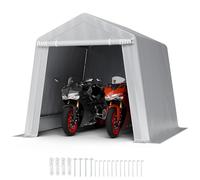 VEVOR Capannone da Esterno, Tenda da Deposito Portatile 245 x 245 x 227 cm, con Porta Avvolgibile e Prese d'Aria, Tettoia Impermeabile, Struttura Robusta, Posto Auto Coperto per Garage, Grigio