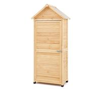 VEVOR Capannone Portaoggetti per Esterni in Legno, Capannone Porta Attrezzi da Giardino con Ripiani, Serratura e Pavimento, Mobiletto Portaoggetti Impermeabile per Prato, Giardino, 710x455x1600 mm
