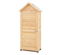 VEVOR Capannone Portaoggetti per Esterni in Legno, Capannone Porta Attrezzi da Giardino con Ripiani, Serratura e Pavimento, Mobiletto Portaoggetti Impermeabile per Prato, Giardino, 710x455x1600 mm