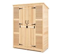 VEVOR Capannone Portaoggetti per Esterni in Legno, Capannone Porta Attrezzi da Giardino con Tetto Impermeabile e Struttura in Metallo Doppie Oorte Ripiani e Pavimento, Capannone 1473x680x1980 mm