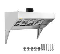 VEVOR Cappa di Aspirazione Commerciale, 9FT, Cappa per Rimorchio in Acciaio Inox 201 Griglia a Forma di U Staccabile, Cappa di Ventilazione Resistente alla Ruggine per Cucina Ristorante