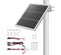 VEVOR Caricabatteria Solare Mantenitore di Carica 20W 12V per Pannelli Solari Cancelli Recinzioni per Fattoria Prato, Caricabatteria Celle Monocristalline con Staffa di Montaggio su Palo IP67