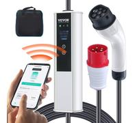 VEVOR Caricabatterie per Veicoli Elettrici Portatile Corrente Max. 16 A 3,68 kw Monofase Tipo 2 Cavo Lunghezza 7,5m, Caricabatterie EV Portatile IEC6219 Spina CEE16 con Schermo LCD IP66 Cavo in TPU
