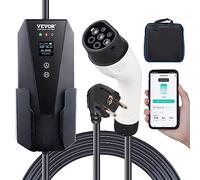 VEVOR Caricabatterie per Veicoli Elettrici Portatile Corrente Max.16A Monofase Tipo 2 Lunghezza Cavo 8,6m, Caricabatterie EV Portatile Impermeabilità IP66 Controllo APP Potenza max. 3,68kW Schermo LCD