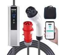 VEVOR Caricabatterie per Veicoli Elettrici Portatile Corrente Max.32A Monofase Tipo 2 Lunghezza Cavo 7,5m, Caricabatterie EV Portatile Impermeabilità Schermo LCD IP66 Potenza 7,36kW/22kW Controllo APP