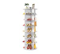 VEVOR Carosello Portascarpe Supporto Girevole a 360° con 598 x 598 x 1620 mm per 28 Paia di Scarpe 7 Ripiani, Salvaspazio, Scaffale per Scarpe per Camera da Letto, Soggiorno, Ingresso, Bianco