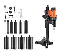 VEVOR Carotatrice per Calcestruzzo, Diametro di Foratura 20 a 254 mm Trapano a Carotaggio per Calcestruzzo a Secco e a Umido con Supporto, 10 Punte da Trapano, 535/920 giri/min, 2 Velocità, 2500 W