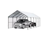 VEVOR Carport in Metallo per Impieghi Gravosi 4x8x3,15 m con Struttura e Tetto in Acciaio Zincato, Tenda da Garage Pareti Laterali Rimovibili, Ricovero per Auto Multiuso per Pick-up, Barca,Trattori