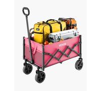 VEVOR Carrelli da Giardino Pieghevoli da 120 L e 102,6 kg Carrello Multiuso per Esterni Resistente, Ruote per Tutti Terreni, con Maniglia Regolabile, per Spiaggia, Alimentari, Giardino, Rosa e Nero