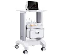 VEVOR Carrelli da Laboratorio a 2 Ripiani con 1 Cassetto 1 Vassoio Superiore 4 Ruote, Carrello Medico Mobile Materiale ABS Consilenziose, Carrelli per Laboratorio, Clinica, Ospedale, Salone, Bianco