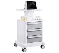 VEVOR Carrelli da Laboratorio a 4 Ripiani con 3 Cassetto 1 Vassoio Superiore 4 Ruote, Carrello Medico Mobile Materiale ABS Consilenziose, Carrelli per Laboratorio, Clinica, Ospedale, Salone, Bianco