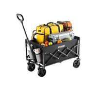 VEVOR Carrelli Pieghevoli da 120 L Capacità di Peso 102,06 kg Carrello Multiuso per Esterni Resistente con Ruote per Tutti Terreni, Maniglia Regolabile, per Spiaggia, Alimentari, Giardino, Nero