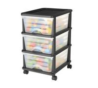 VEVOR Carrello Portaoggetti in Plastica a 3 Cassetti, Scatole Portaoggetti su Ruote, Organizer Mobile a 3 Livelli, Contenitore Trasparente per Forniture di Ufficio, Aule, Casa, Studio