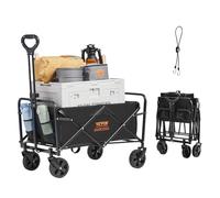 VEVOR Carrello a mano, carrello da spiaggia con ruote da 5 pollici per tutti i terreni, carrello pieghevole robusto con capacità di carico di 100 kg e portabicchieri, carrello sportivo