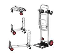 VEVOR Carrello a Mano Pieghevole in Alluminio 2 in 1 Capacità Carico da 181kg, Carrello a Mano Pieghevole Salvaspazio Carrello con Piattaforma Ruote in Gomma per Trasporto di Merci da Magazzino 181kg