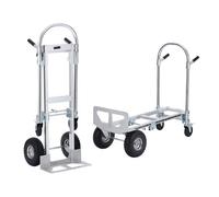 VEVOR Carrello a Mano Pieghevole in Alluminio 2 in 1 Capacità Carico da 454kg, Carrello a Mano Pieghevole Salvaspazio Carrello con Piattaforma Ruote in Gomma per Trasporto di Merci da Magazzino 454kg