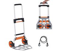 VEVOR Carrello a Mano Pieghevole Portata Max. 125 kg, Carrello Portacarichi in Alluminio per Carichi Pesanti, Carrello Porta Carichi con Maniglia Telescopica per Trasporto Merci Oggetti da Magazzino